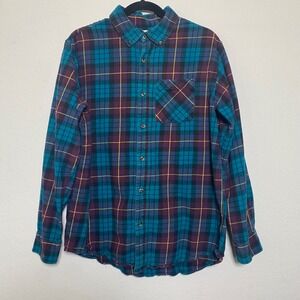 Magellan Classic Fit Blue Purple Flannel‎ Plaid Button Down Mens Medium Outdoors